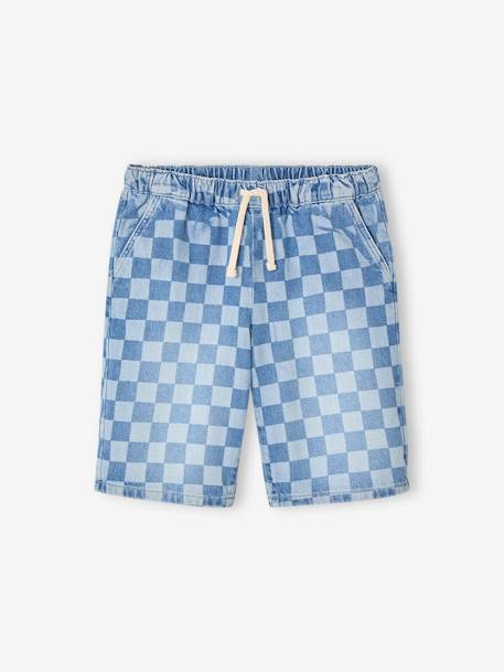 Bermuda motif damier forme loose denim bleached - vertbaudet enfant 
