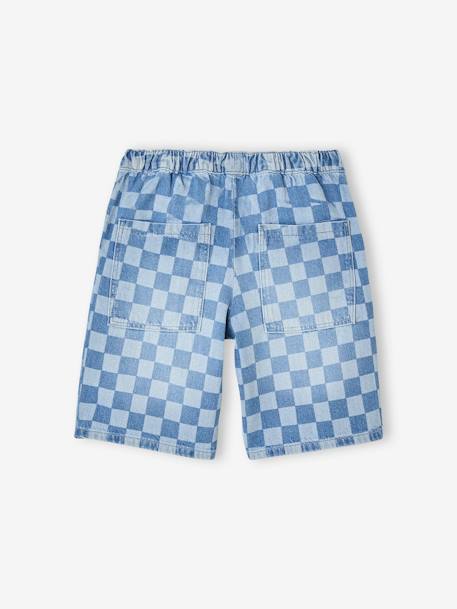 Bermuda motif damier forme loose denim bleached - vertbaudet enfant 