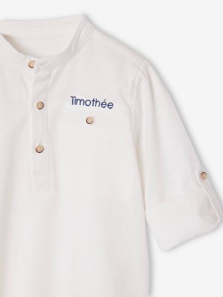 Chemise col Mao personnalisable blanc+bleu ardoise+bleu ciel+vert sauge - vertbaudet enfant 