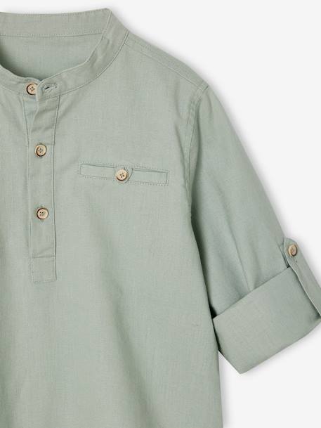 Chemise col Mao personnalisable blanc+bleu ardoise+bleu ciel+vert sauge - vertbaudet enfant 