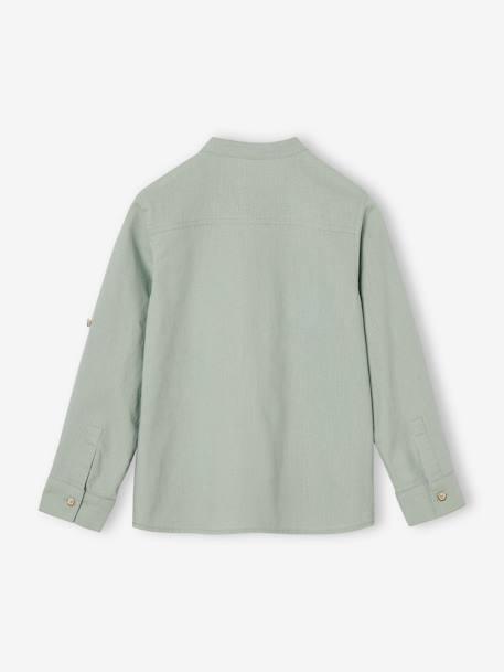 Chemise col Mao personnalisable blanc+bleu ardoise+bleu ciel+vert sauge - vertbaudet enfant 