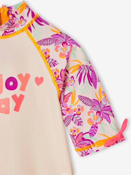Zwemset voor meisjes met anti-UV shirt + broekje ecru - vertbaudet enfant 