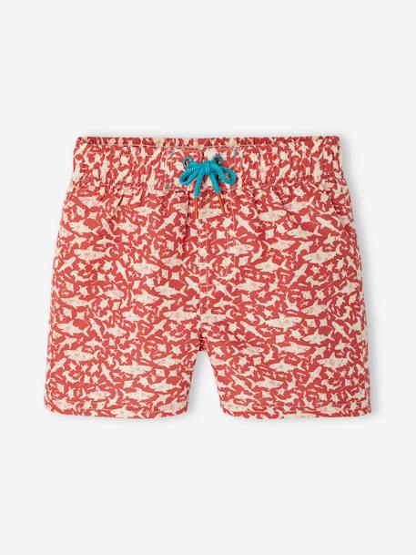 Zwemshort voor jongens 'Haaien' terracottategel - vertbaudet enfant 