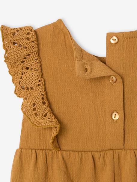 Combishort voor baby's van twee materialen karamel+koraal - vertbaudet enfant 