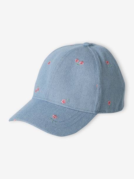 Casquette brodée fille bleu jean+écru - vertbaudet enfant 