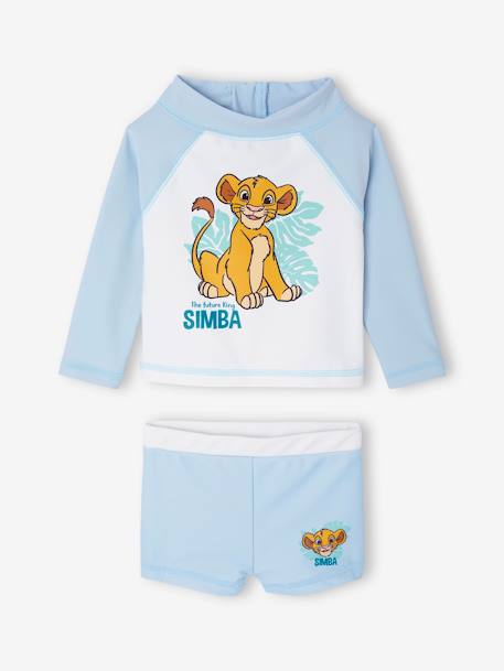 Badpakset Simba T-shirt met UV-bescherming + zwembroek Disney® LEEUWENKONING hemelsblauw - vertbaudet enfant 