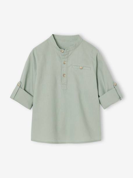 Chemise col Mao personnalisable blanc+bleu ardoise+bleu ciel+vert sauge - vertbaudet enfant 