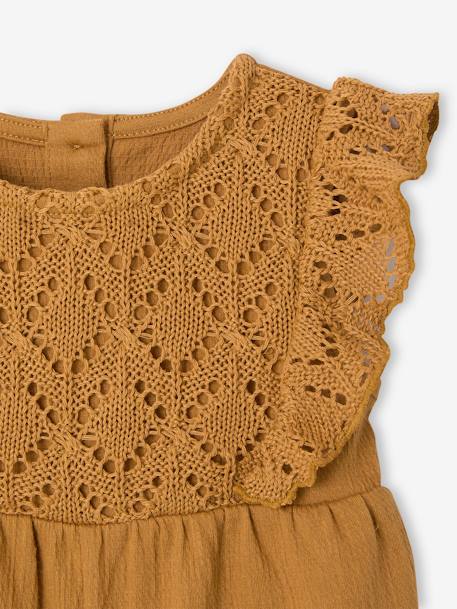 Combishort voor baby's van twee materialen karamel+koraal - vertbaudet enfant 