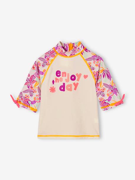 Zwemset voor meisjes met anti-UV shirt + broekje ecru - vertbaudet enfant 