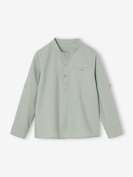 Chemise col Mao personnalisable blanc+bleu ardoise+bleu ciel+vert sauge - vertbaudet enfant 