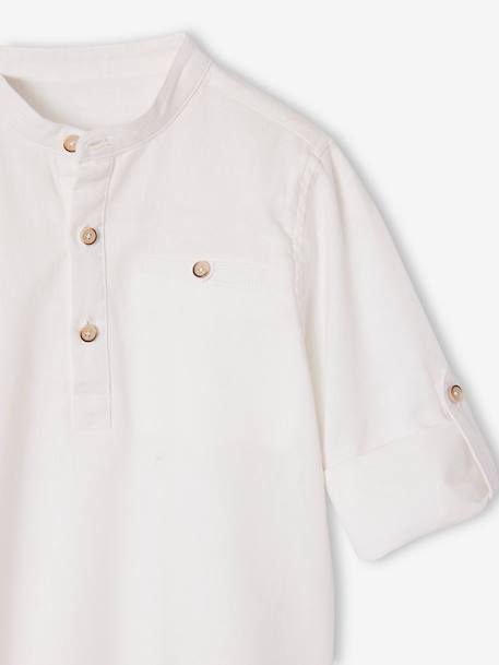 Chemise col Mao personnalisable blanc+bleu ardoise+bleu ciel+vert sauge - vertbaudet enfant 