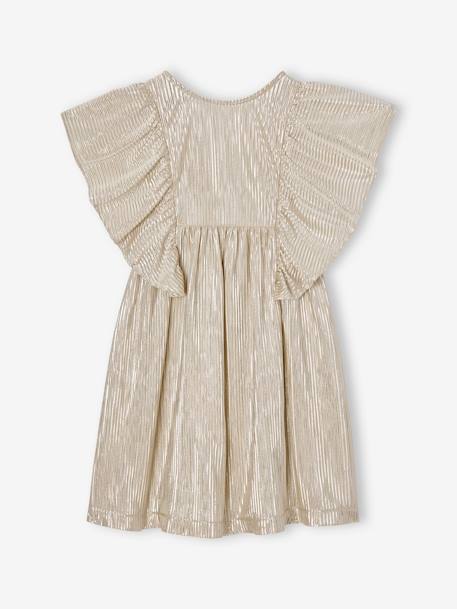 Robe de fête lamée effet plissé fille manches papillon or - vertbaudet enfant 