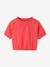 Tee-shirt blouse forme crop fille corail+écru+vert sauge - vertbaudet enfant 