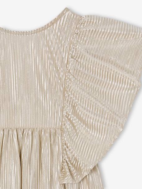 Robe de fête lamée effet plissé fille manches papillon or - vertbaudet enfant 