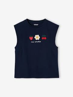 -T-shirt à épaulettes motif placé fille