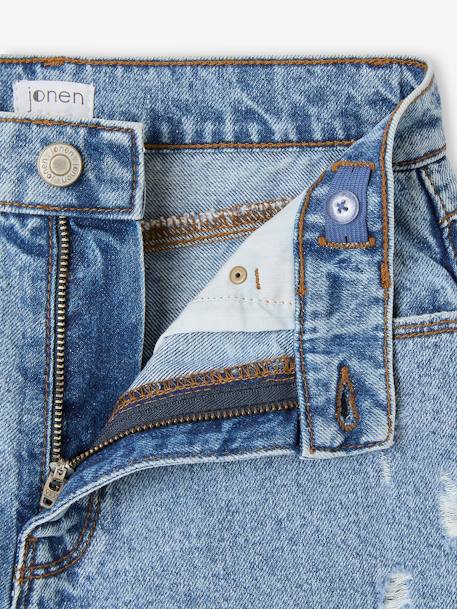 Short en jean effet usé fille bleu moyen+vanille - vertbaudet enfant 