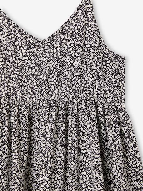 Robe courte à bretelles motifs fleurs gris imprimé - vertbaudet enfant 