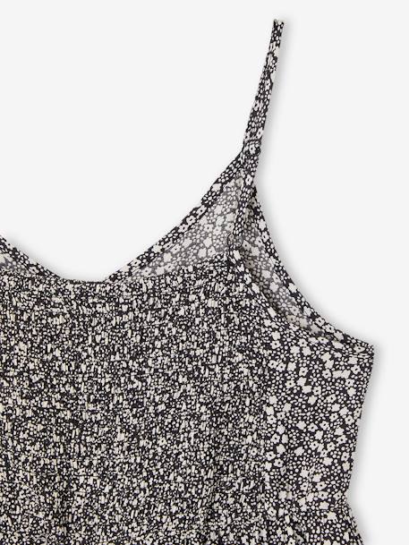 Robe courte à bretelles motifs fleurs gris imprimé - vertbaudet enfant 