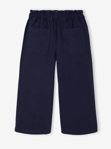 Wijde meisjesbroek met knopen marineblauw+rood - vertbaudet enfant 