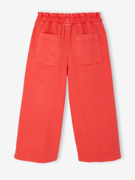 Wijde meisjesbroek met knopen marineblauw+rood - vertbaudet enfant 