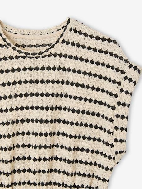 Robe maille fantaisie fille ajourée côtés rayé noir - vertbaudet enfant 
