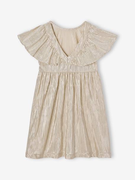 Robe de fête lamée effet plissé fille manches papillon or - vertbaudet enfant 
