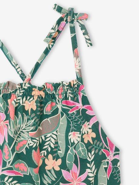 Gestreept jurkje met schouderbandjes voor meisjes groen, bedrukt - vertbaudet enfant 