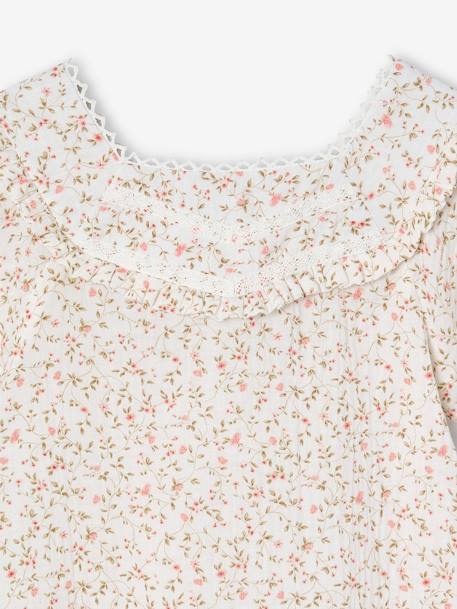 Blouse de cérémonie fleurie en gaze de coton fille rose imprimé - vertbaudet enfant 
