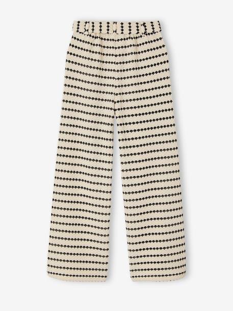 Pantalon large en maille fantaisie fille noir+rayé noir - vertbaudet enfant 