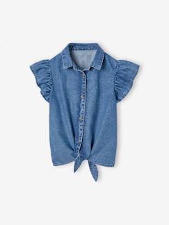 -Blouse en denim avec nouette fille