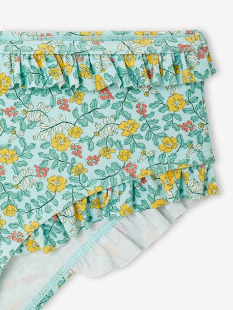 2-delige meisjessweater met bloemen hemelsblauw - vertbaudet enfant 