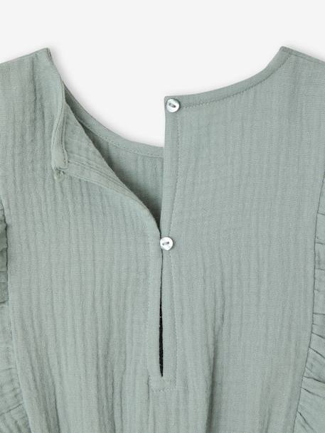 Combishort fille gaze de coton à volants vert sauge - vertbaudet enfant 
