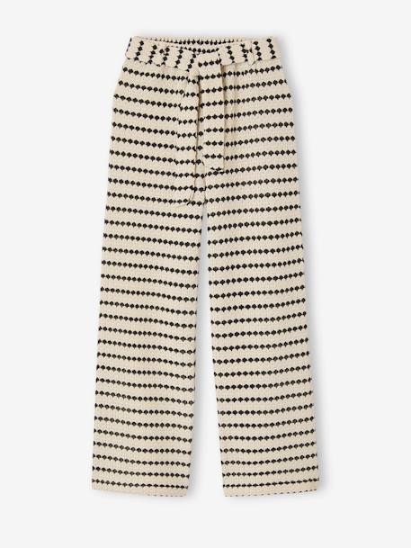 Pantalon large en maille fantaisie fille noir+rayé noir - vertbaudet enfant 