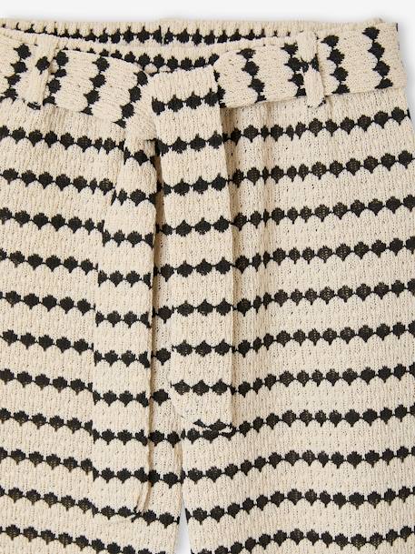 Pantalon large en maille fantaisie fille noir+rayé noir - vertbaudet enfant 