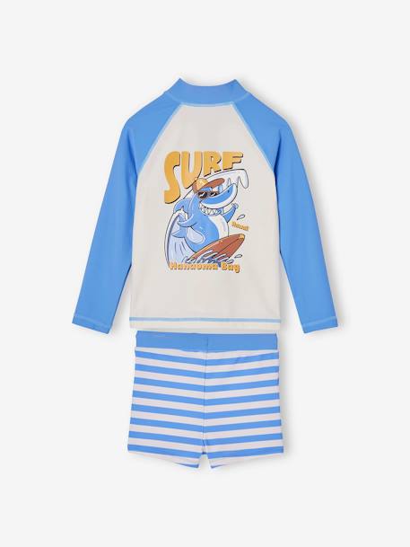 Badpakset voor jongens T-shirt met UV-bescherming + shorty blauw - vertbaudet enfant 
