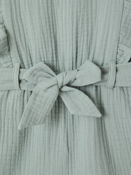 Combishort fille gaze de coton à volants vert sauge - vertbaudet enfant 