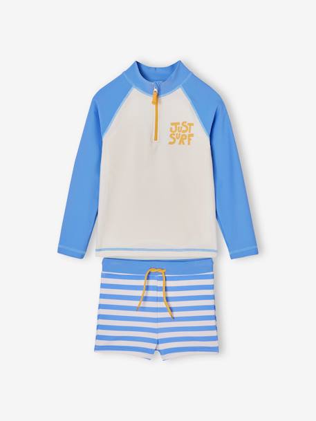 Badpakset voor jongens T-shirt met UV-bescherming + shorty blauw - vertbaudet enfant 
