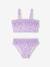 Maillot de bain fille 2 pièces haut smocké et volanté bas volanté lilas - vertbaudet enfant 