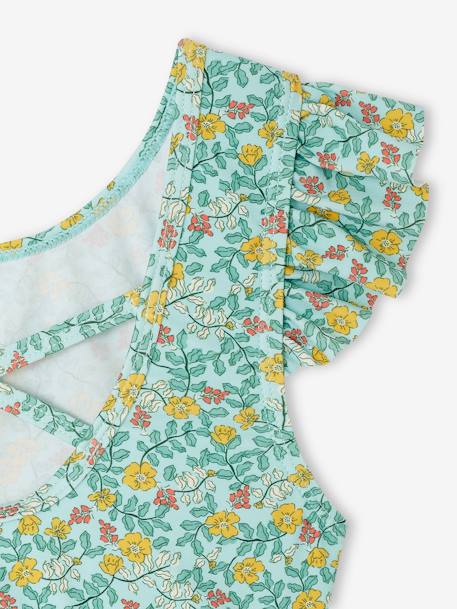 2-delige meisjessweater met bloemen hemelsblauw - vertbaudet enfant 