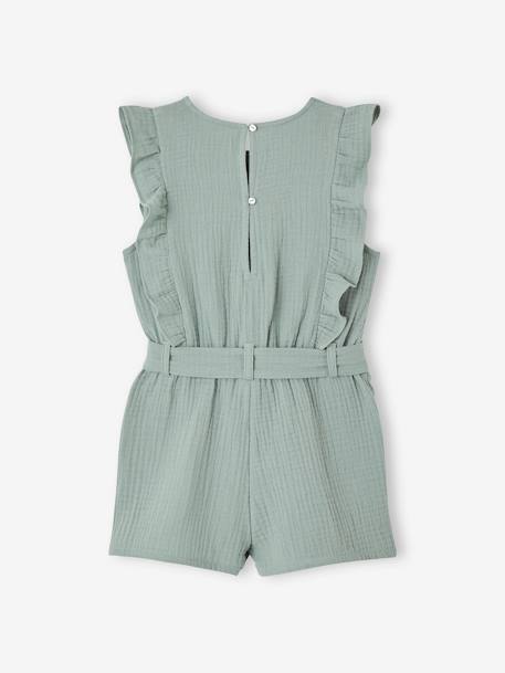 Combishort fille gaze de coton à volants vert sauge - vertbaudet enfant 