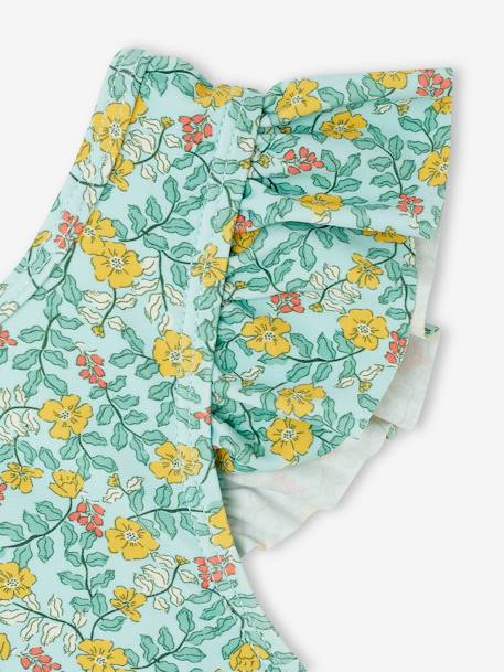 Maillot de bain 2 pièces fleuri fille bleu ciel - vertbaudet enfant 