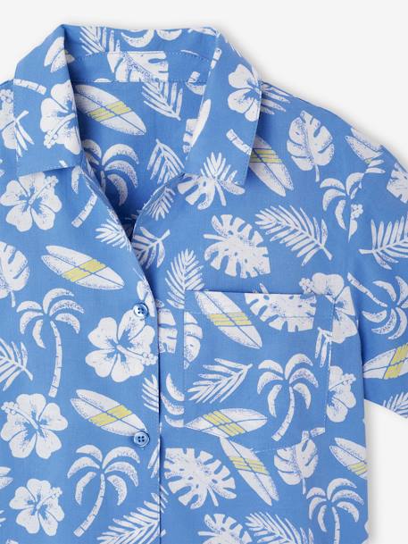 Geprint overhemd voor jongens azuurblauw - vertbaudet enfant 