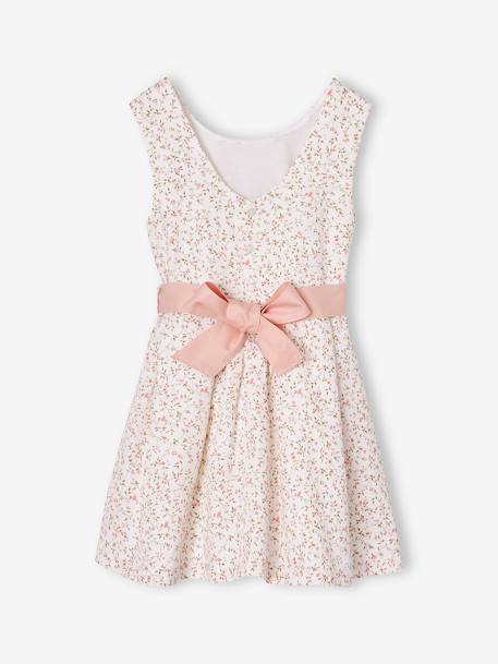Robe de cérémonie motifs fleurs fille blanc imprimé+bleu+rose imprimé - vertbaudet enfant 