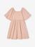 Gesmokte nette meisjesjurk in reliëfstof lichtroze+saliegroen+vanille - vertbaudet enfant 