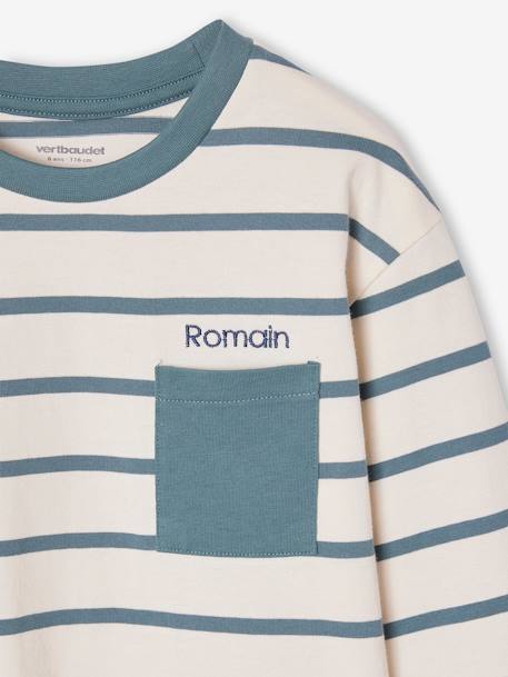 T-shirt rayé garçon personnalisable écru+rouge+vert d'eau - vertbaudet enfant 