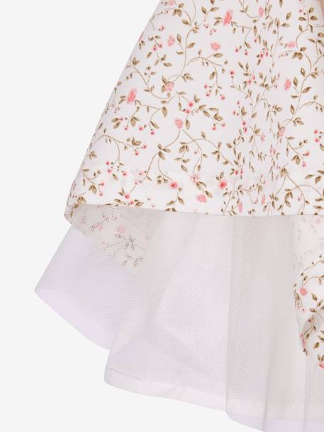 Feestelijke meisjesjurk met aquarel bloemmotieven aan de onderkant blauw+roze, bedrukt+wit, bedrukt - vertbaudet enfant 