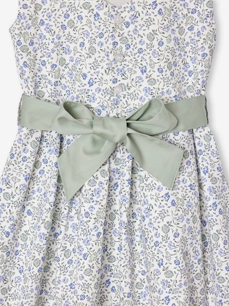 Robe de cérémonie motifs fleurs fille blanc imprimé+bleu+rose imprimé - vertbaudet enfant 