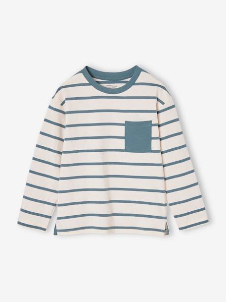 T-shirt rayé garçon personnalisable écru+rouge+vert d'eau - vertbaudet enfant 