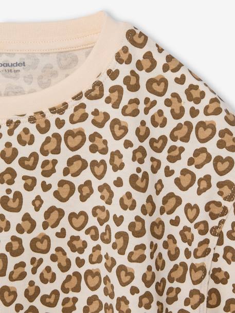 T-shirt fille cropped manches courtes beige+rose+rose pâle - vertbaudet enfant 