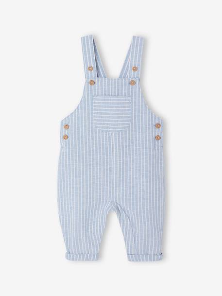 Set overhemd en salopette newborn in linnen en katoen blauw+klei - vertbaudet enfant 
